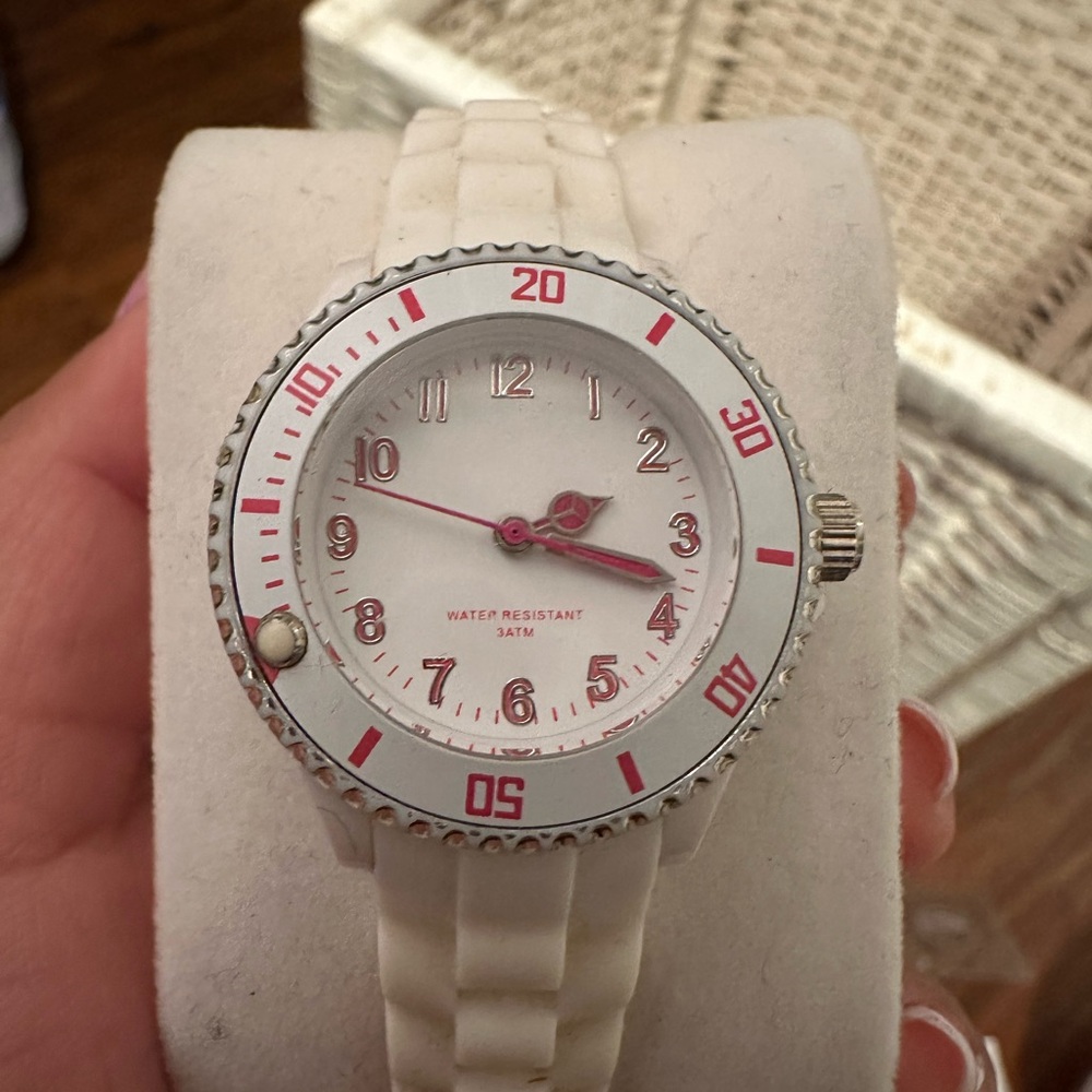 White and Red Water Resistant Watch